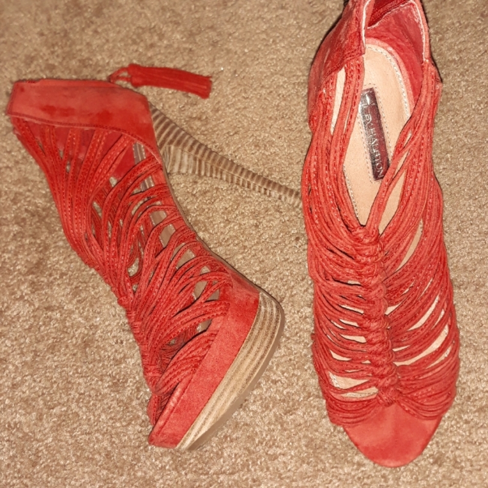 HALSTON..5inch heels size 9.5..Vibrant Orange